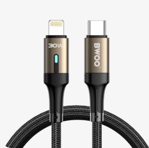 BWOO Braided Nylon USB C to Lightning Cable MFi Certified Fast Charging Durable iPhone iPad 2m