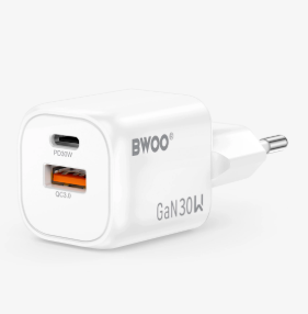 30W GaN Fast Charger USB-C PD + USB-A Wall Charger for Phone